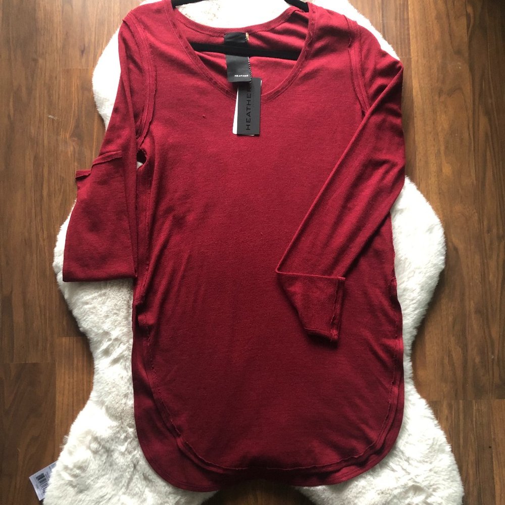 Heather by bordeaux Long Sleeve Scoop Neck Top